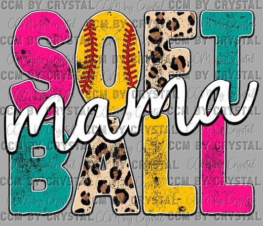Softball Mama Ready to Press Transfer DTF Transfer Sublimation Transfer