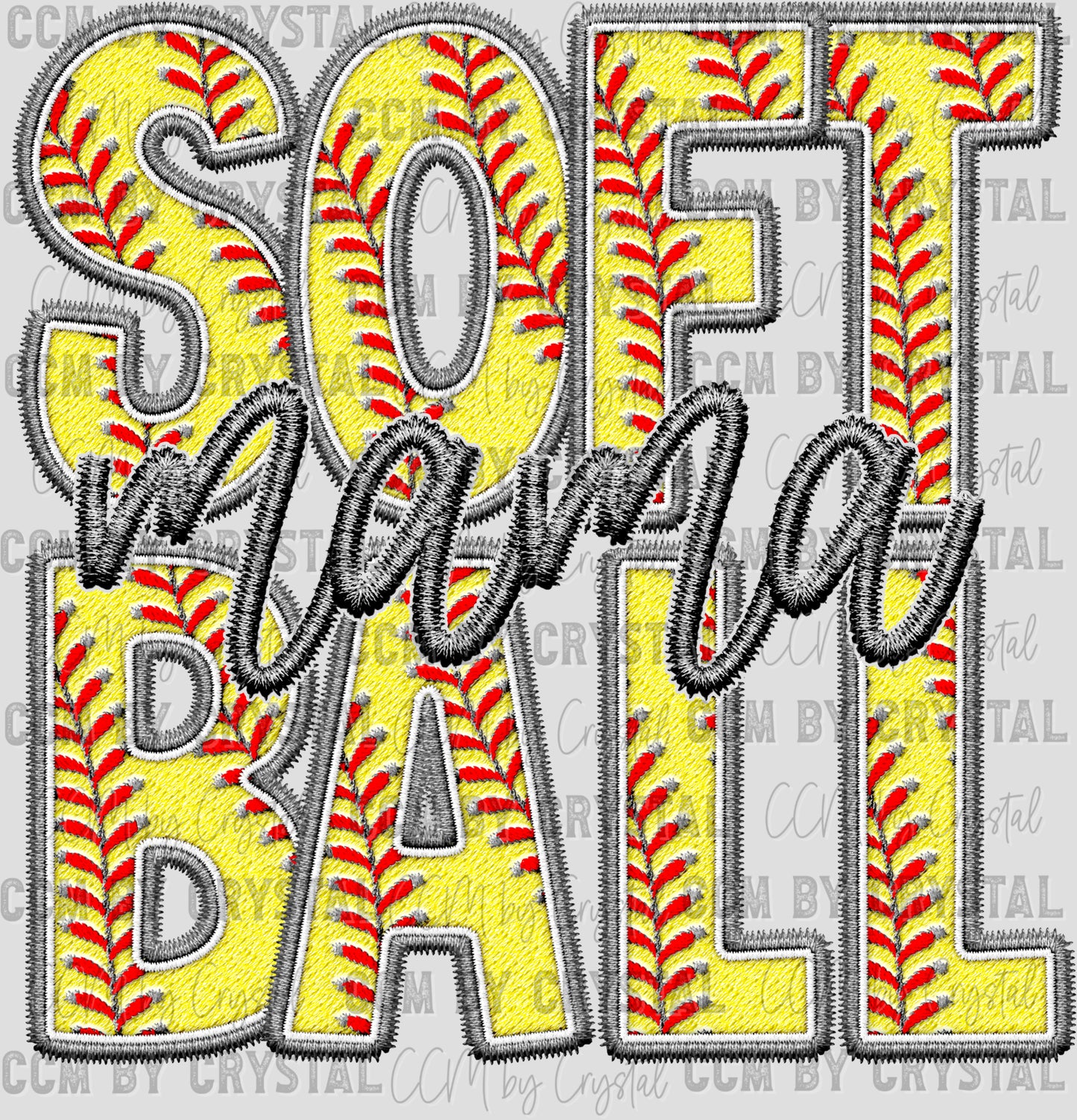 Softball Mama Faux Embroidery Ready to Press Transfer DTF Transfer Sublimation Transfer