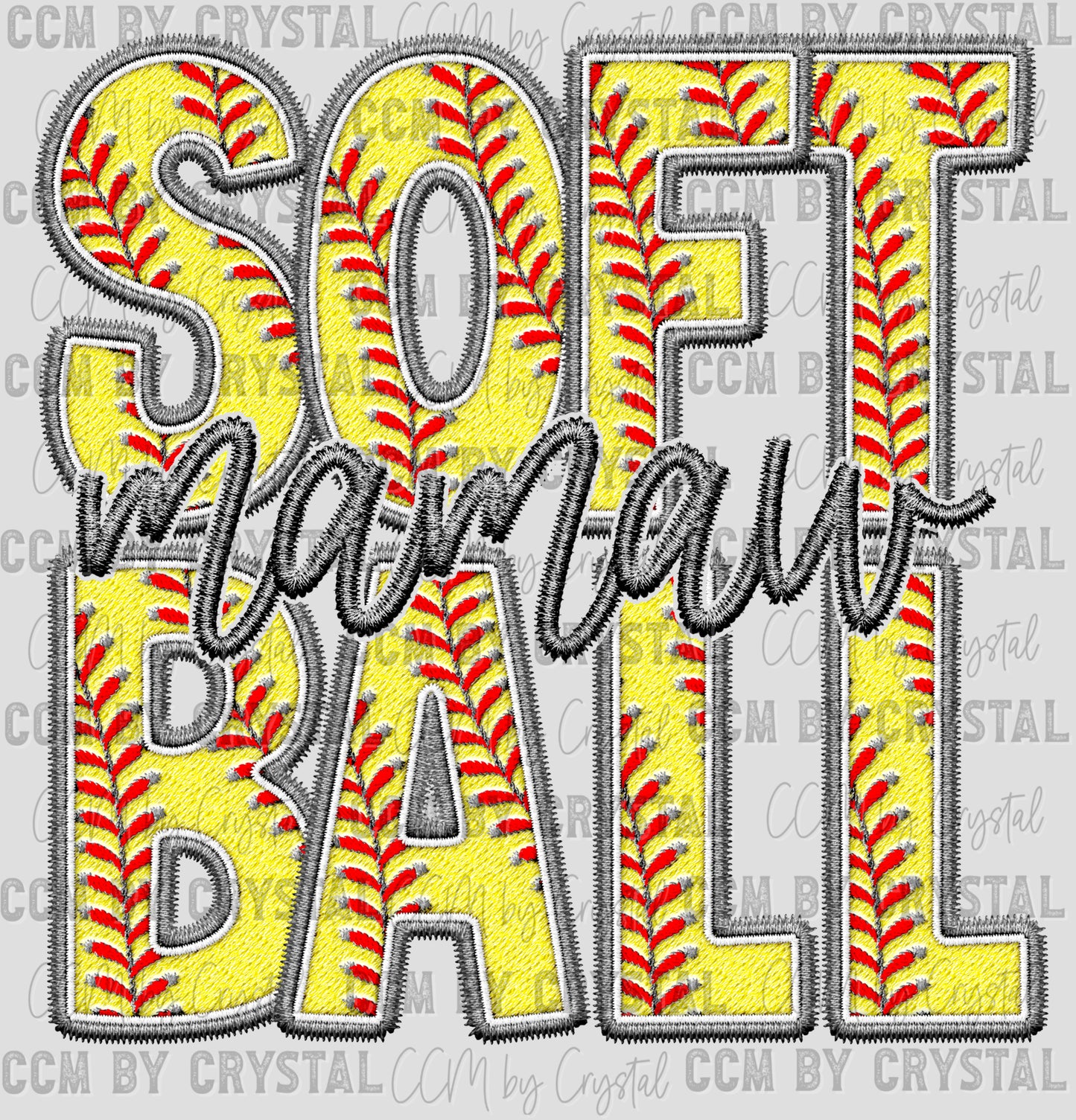 Softball Mamaw Faux Embroidery Ready to Press Transfer DTF Transfer Sublimation Transfer
