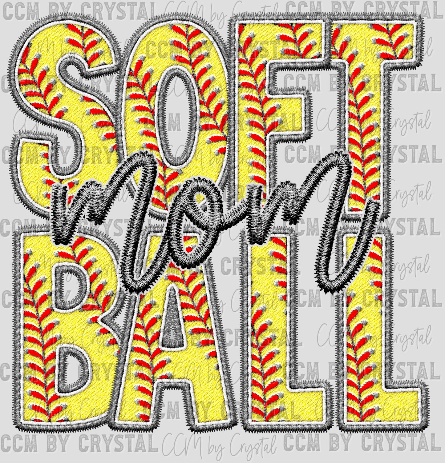 Softball Mom Faux Embroidery Ready to Press Transfer DTF Transfer Sublimation Transfer