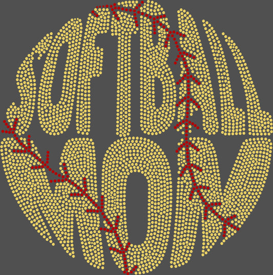 Softball Mom 11" Spangle Transfer Bling Ready to Press Transfer Sparkle Transfer