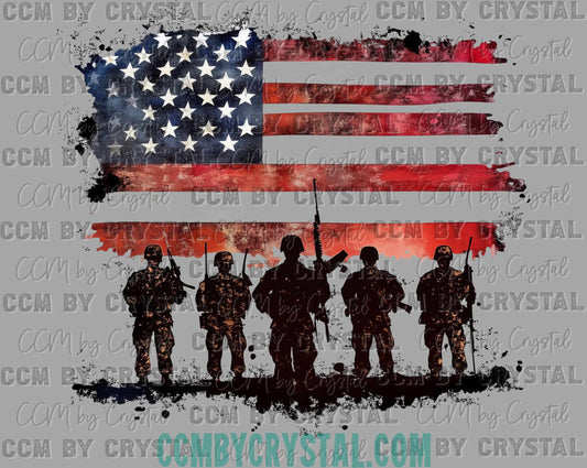 Soldiers USA Flag Ready to Press Transfer DTF Transfer Sublimation Transfer