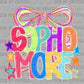 Sophomore Back to School Colorful Ready to Press Transfer DTF Transfer Sublimation Transfer