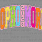 Sophomore 2028 Colorful Ready to Press Instant Peel DTF Transfers Sublimation Transfers