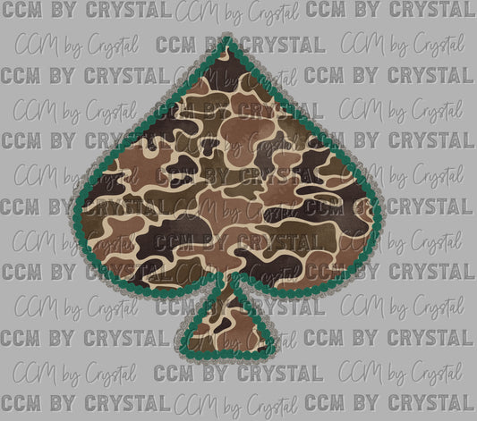 Camo Spade Western Rodeo Ready to Press Instant Peel DTF Transfers Sublimation Transfers