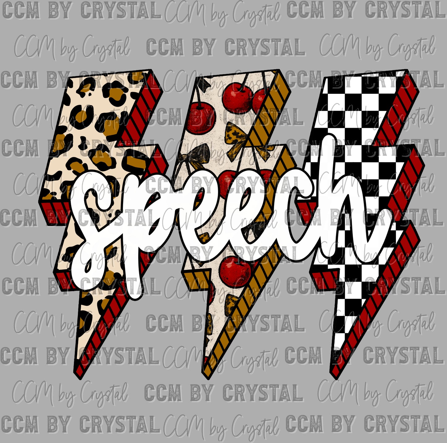 Speech Teacher Leopard Lightning Bolts Ready to Press DTF Transfers Sublimation Transfers