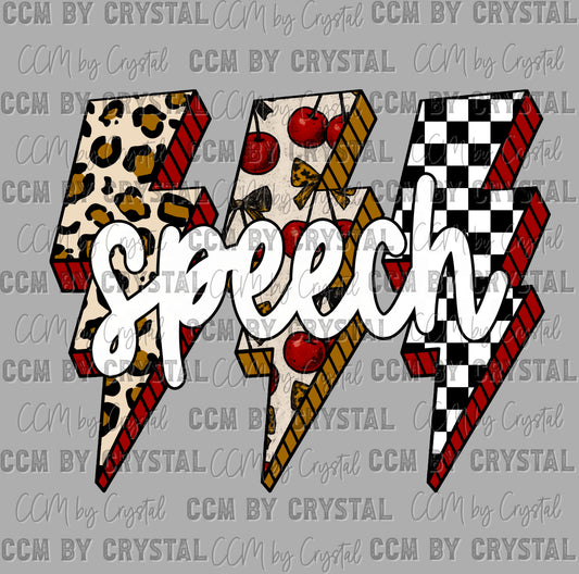 Speech Teacher Leopard Lightning Bolts Ready to Press DTF Transfers Sublimation Transfers
