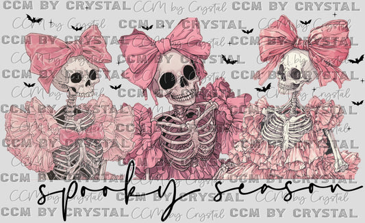 Spooky Season Skeletons Black Halloween Ready to Press Transfer DTF Transfer Sublimation Transfer
