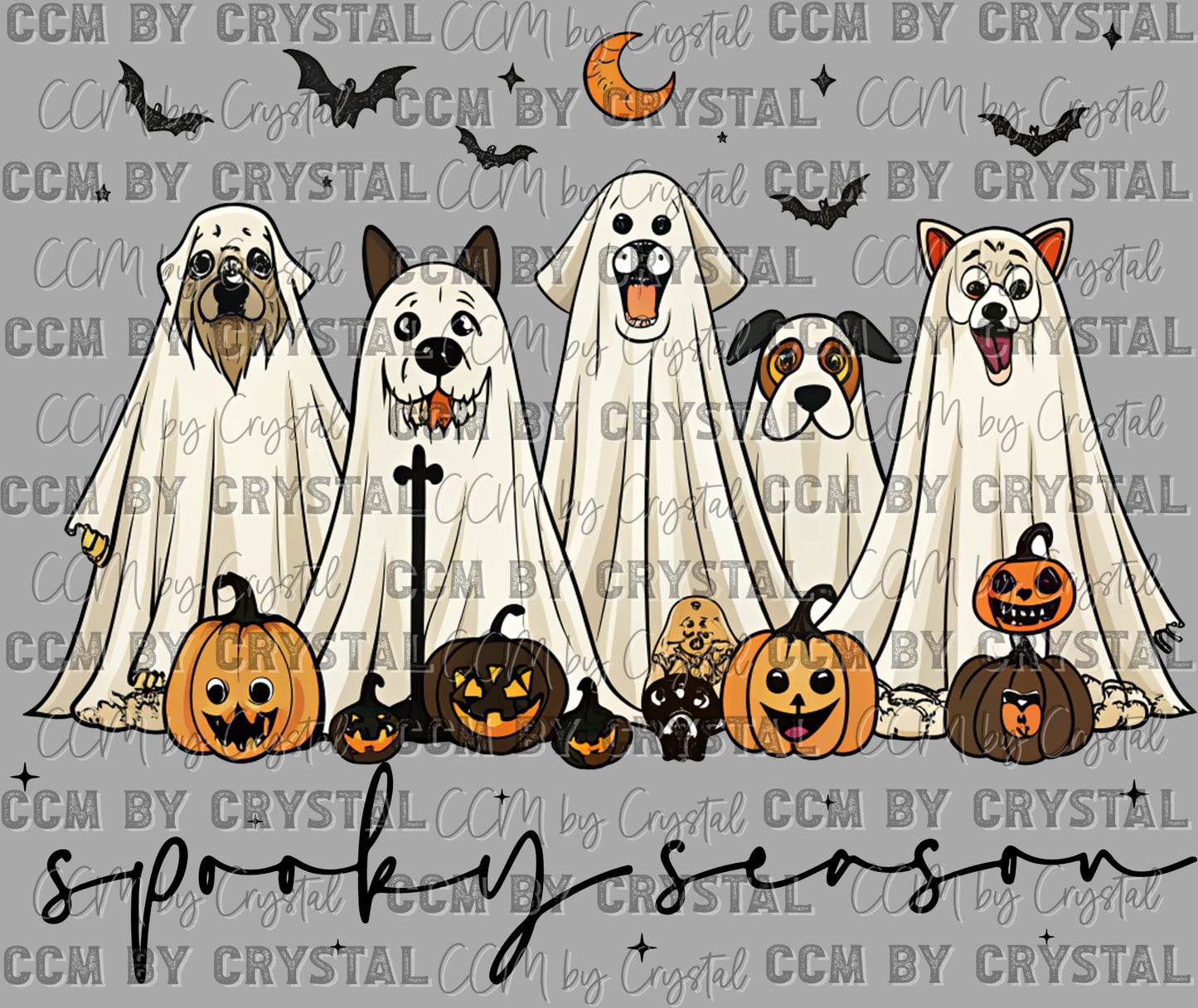 Dogs Spooky Season Halloween Ready to Press Transfer DTF Transfer Sublimation Transfer
