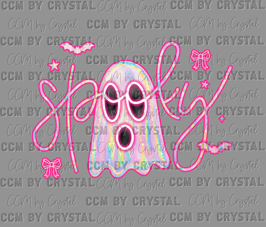 Pink Ghost Spooky Halloween Ready to Press Transfer DTF Transfer Sublimation Transfer