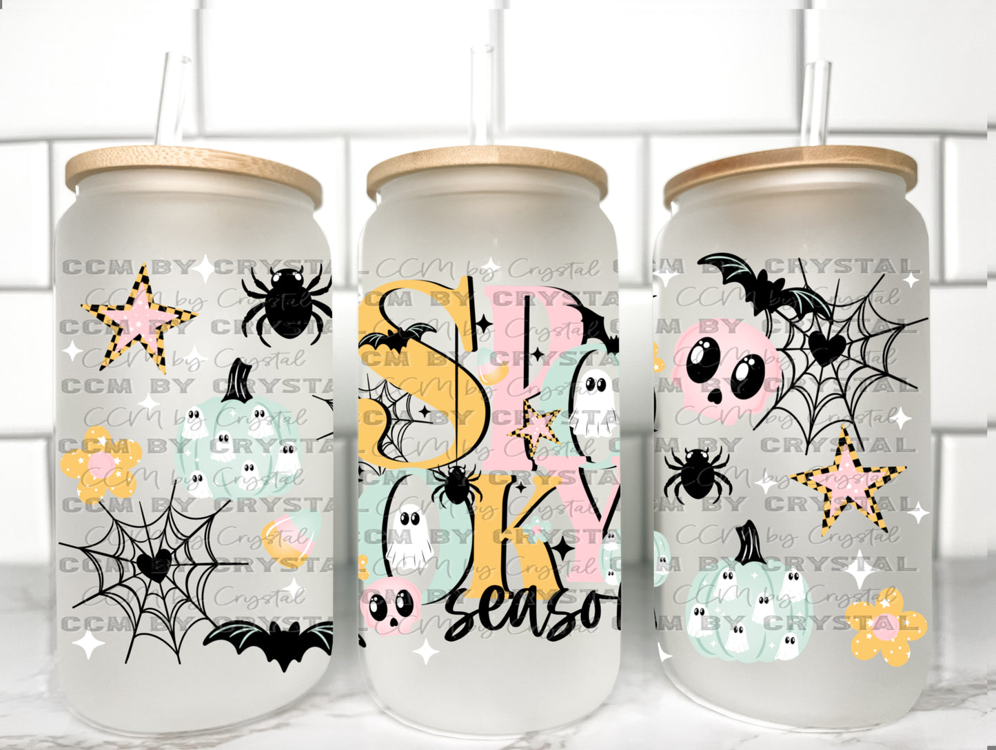 Spooky Season Halloween UV Transfer 16oz Libby Glass Can Wrap Ready to Apply