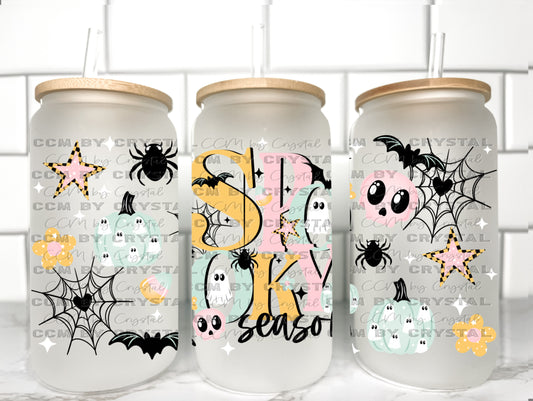 Spooky Season Halloween UV Transfer 16oz Libby Glass Can Wrap Ready to Apply