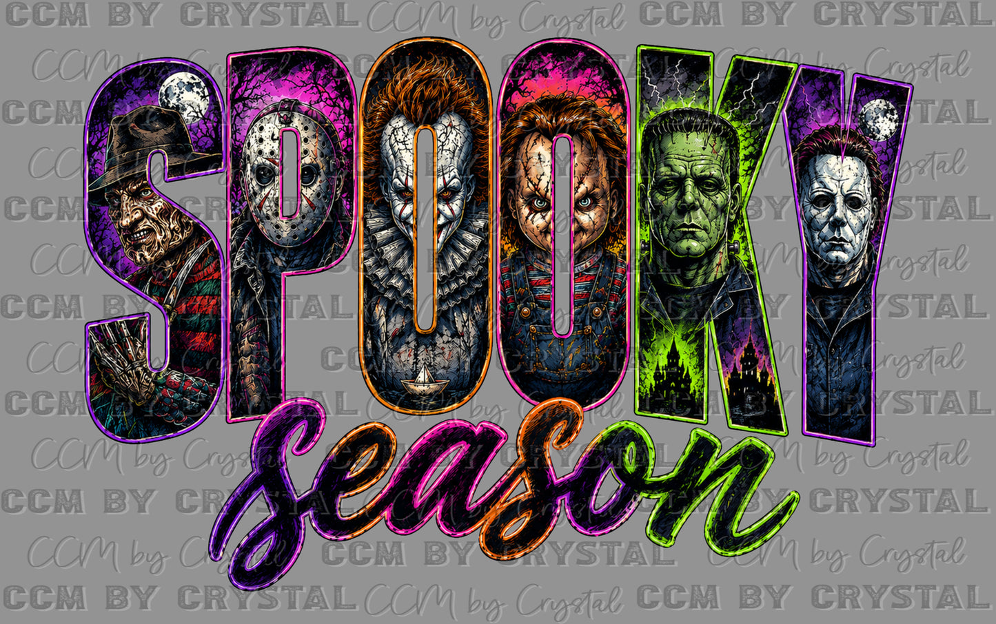 Spooky Horror Characters Halloween Ready to Press DTF Transfers Sublimation Transfers