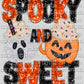 Spooky band Sweet Faux Embroidery Faux Sequins Halloween Fall Ready to Press Transfer