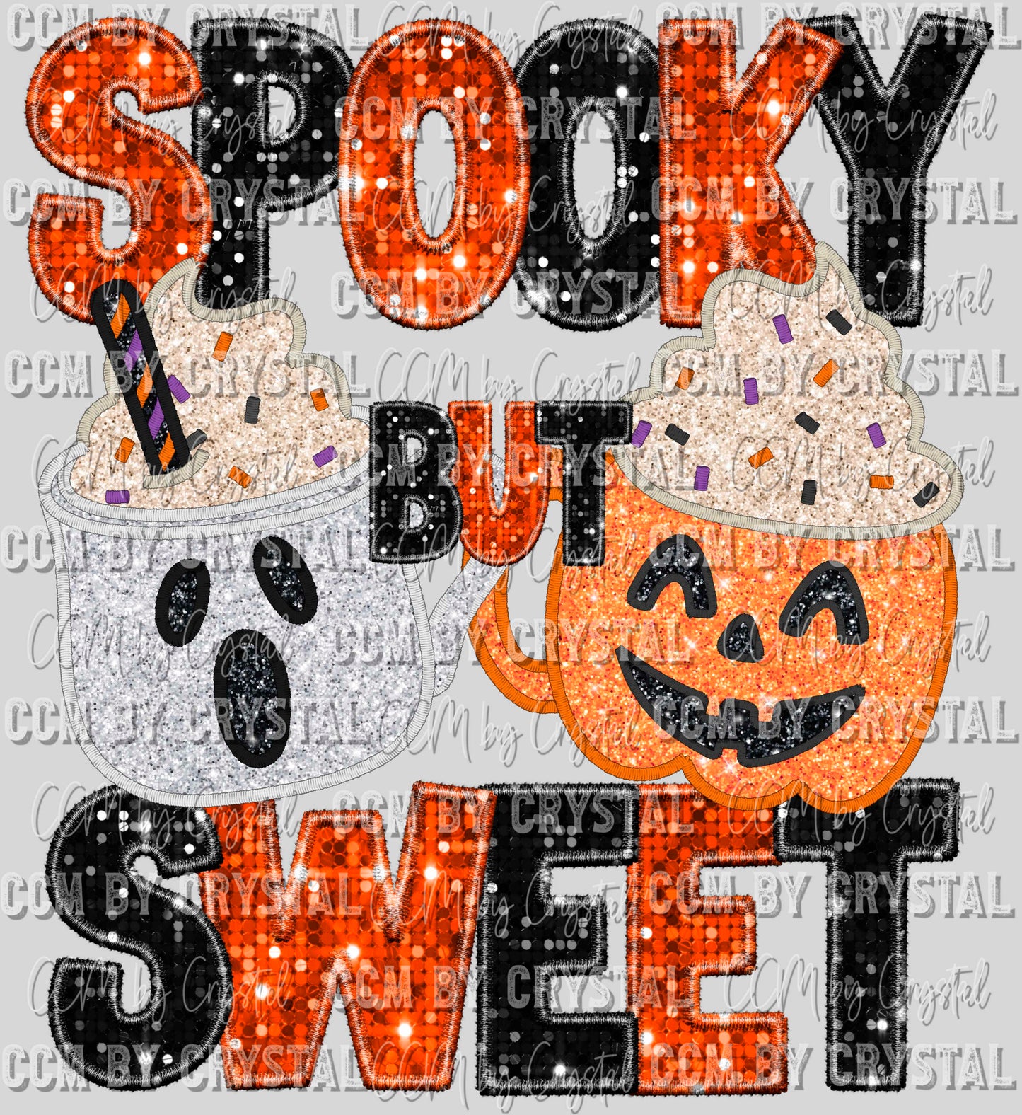 Spooky but Sweet Faux Embroidery Faux Sequins Halloween Fall Ready to Press Transfer