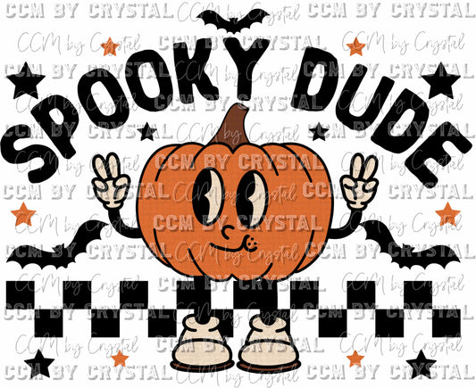 Spooky Dude Pumpkin Fall Halloween Thanksgiving Ready to Press Transfer