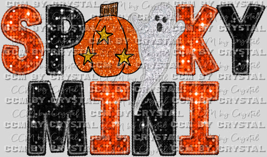 Spooky Mini Faux Embroidery Faux Sequins Halloween Fall Ready to Press Transfer