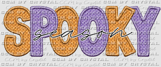 Spooky Season Faux Embroidery Fall Halloween Ready to Press Transfer