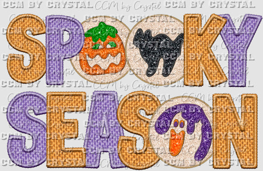Spooky Season Faux Embroidery Fall Halloween Ready to Press Transfer