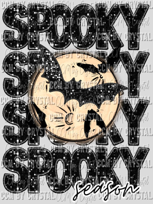 Spooky Season Halloween Faux Sequins Faux Embroidery Ready to Press Transfer