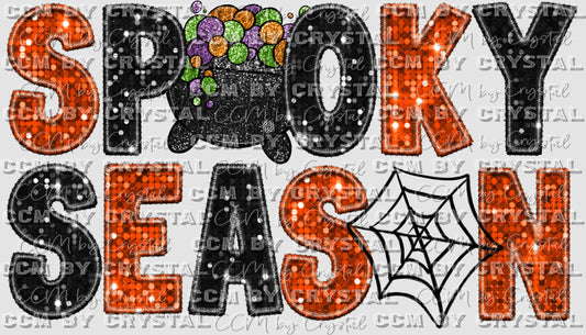 Spooky Season Faux Sequins Faux Embroidery Fall Halloween Ready to Press Transfer