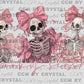 Spooky Season Skeletons Pink Halloween Ready to Press Transfer DTF Transfer Sublimation Transfer