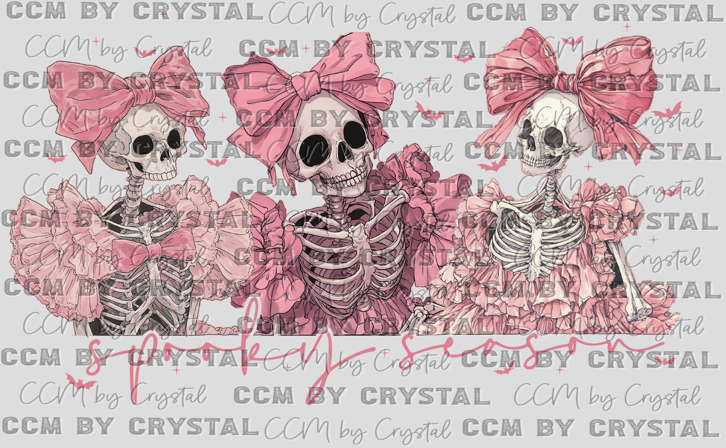 Spooky Season Skeletons Pink Halloween Ready to Press Transfer DTF Transfer Sublimation Transfer