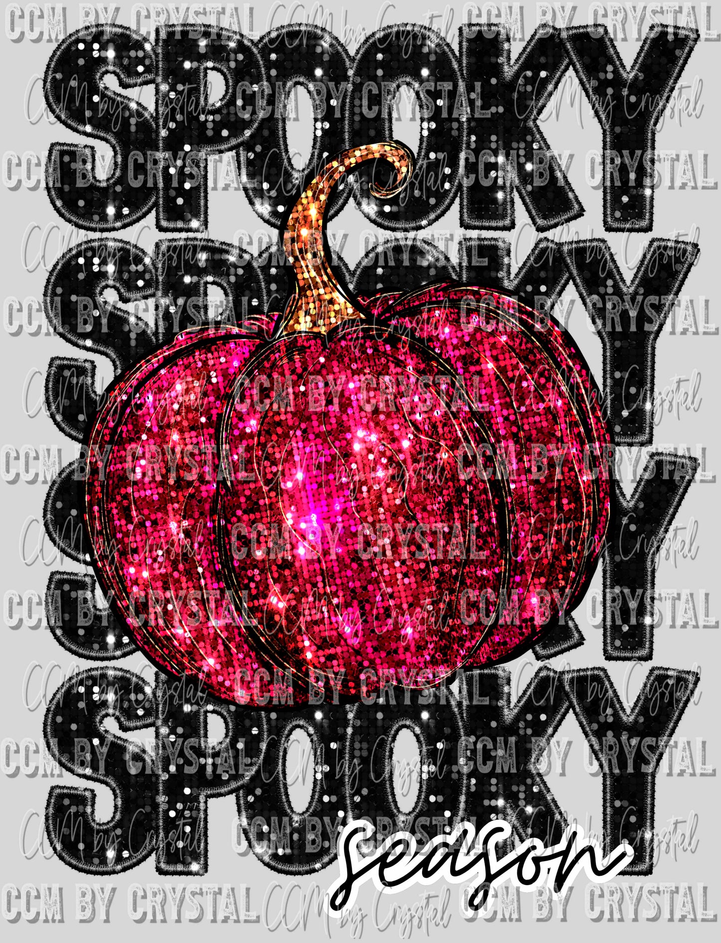 Spooky Season Pumpkin Faux Embroidery Faux Sequins Halloween Fall Ready to Press Transfer