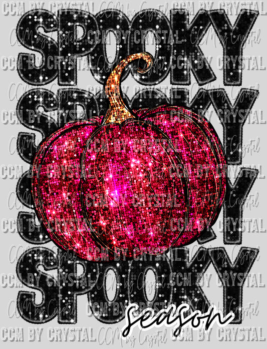 Spooky Season Pumpkin Faux Embroidery Faux Sequins Halloween Fall Ready to Press Transfer