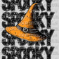 Spooky Season Witch Hat Faux Embroidery Faux Sequins Halloween Fall Ready to Press Transfer