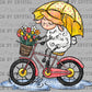 Lamb on a Bicycle Easter Spring Ready to Press Transfer DTF Transfer Sublimation Transfer