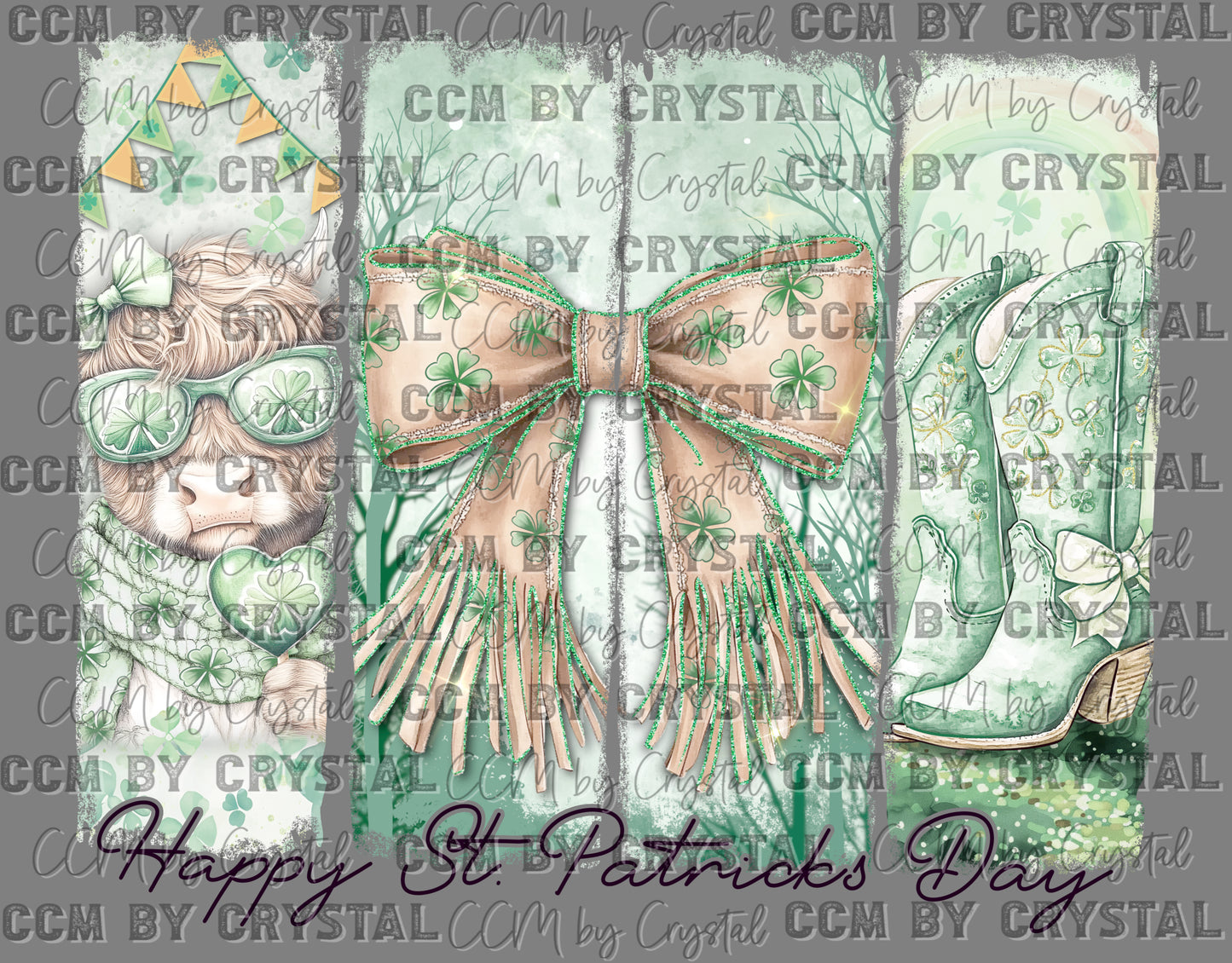 Happy St Patrick's Day Highland Cow Ready to Press Transfer DTF Transfer Sublimation Transfer