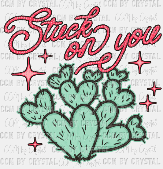 Valentine's Day Stuck On You Cactus Ready to Press Transfer
