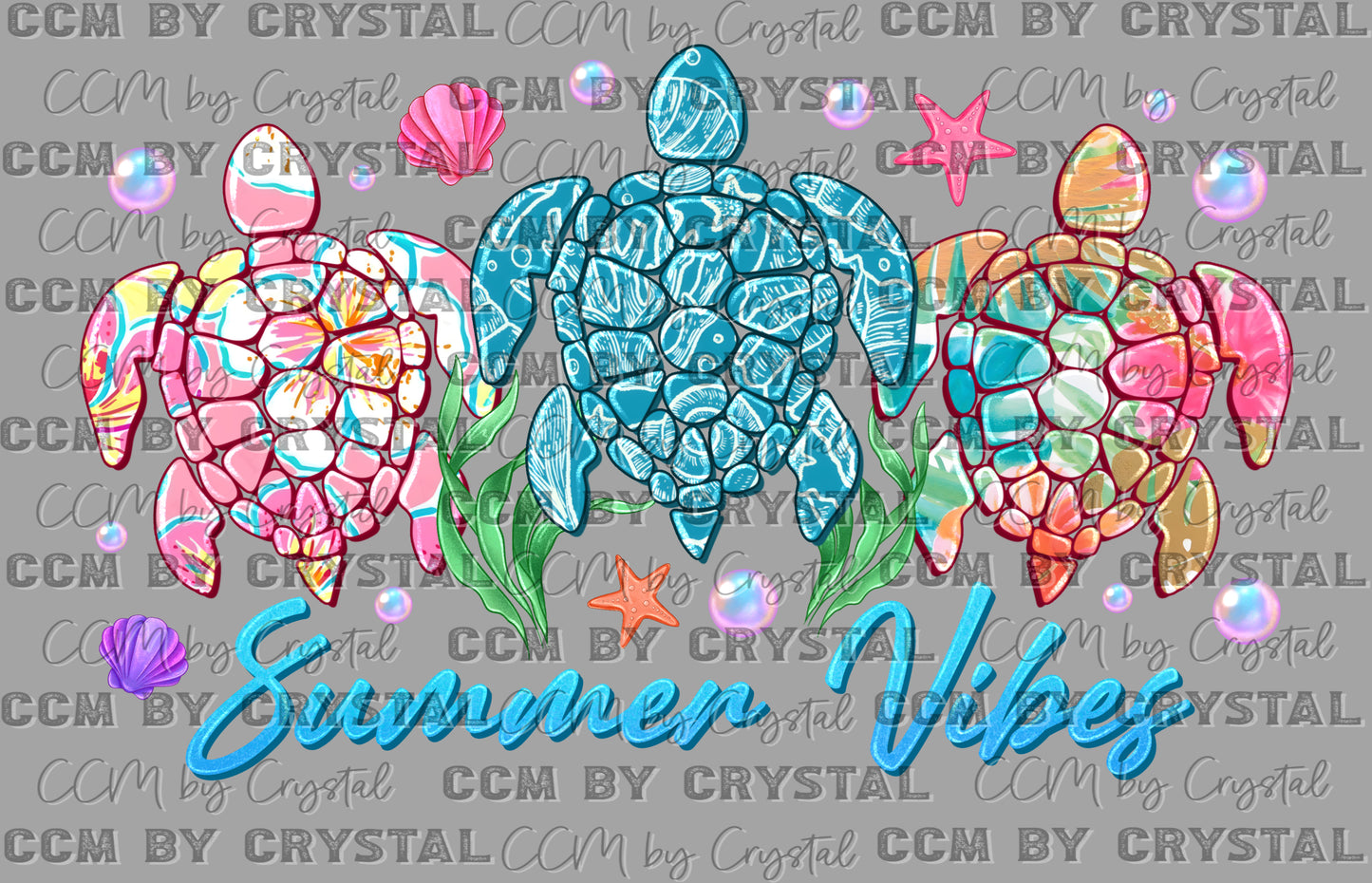 Summer Vibes Sea Turtles Ready to Press Instant Peel DTF Transfers Sublimation Transfers