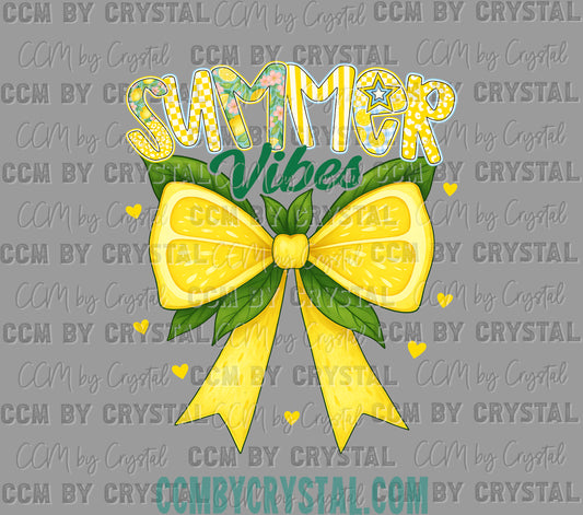 Summer Vibes Lemon Bow Ready to Press Transfer DTF Transfer