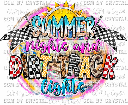 Summer Nights and Dirt Track Lights Racing  Ready to Press Transfer