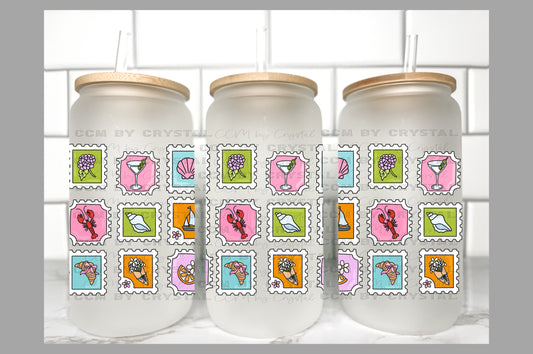 Stamps Summertime Transfer 16oz Libby Glass Can Wrap Ready to Apply