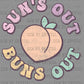 Pocket to Distressed Summertime Sun's Out Buns Out Ready to Press Transfer DTF Transfer Sublimation Transfer