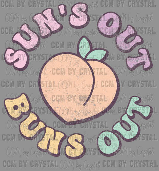 Pocket to Distressed Summertime Sun's Out Buns Out Ready to Press Transfer DTF Transfer Sublimation Transfer