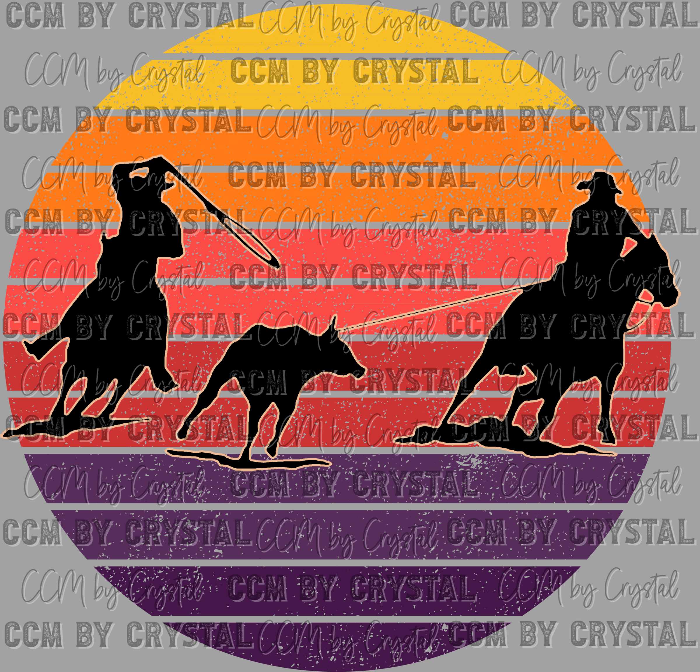 Sunset Team Roping Ready to Press Transfer DTF Transfer Sublimation Tr ...