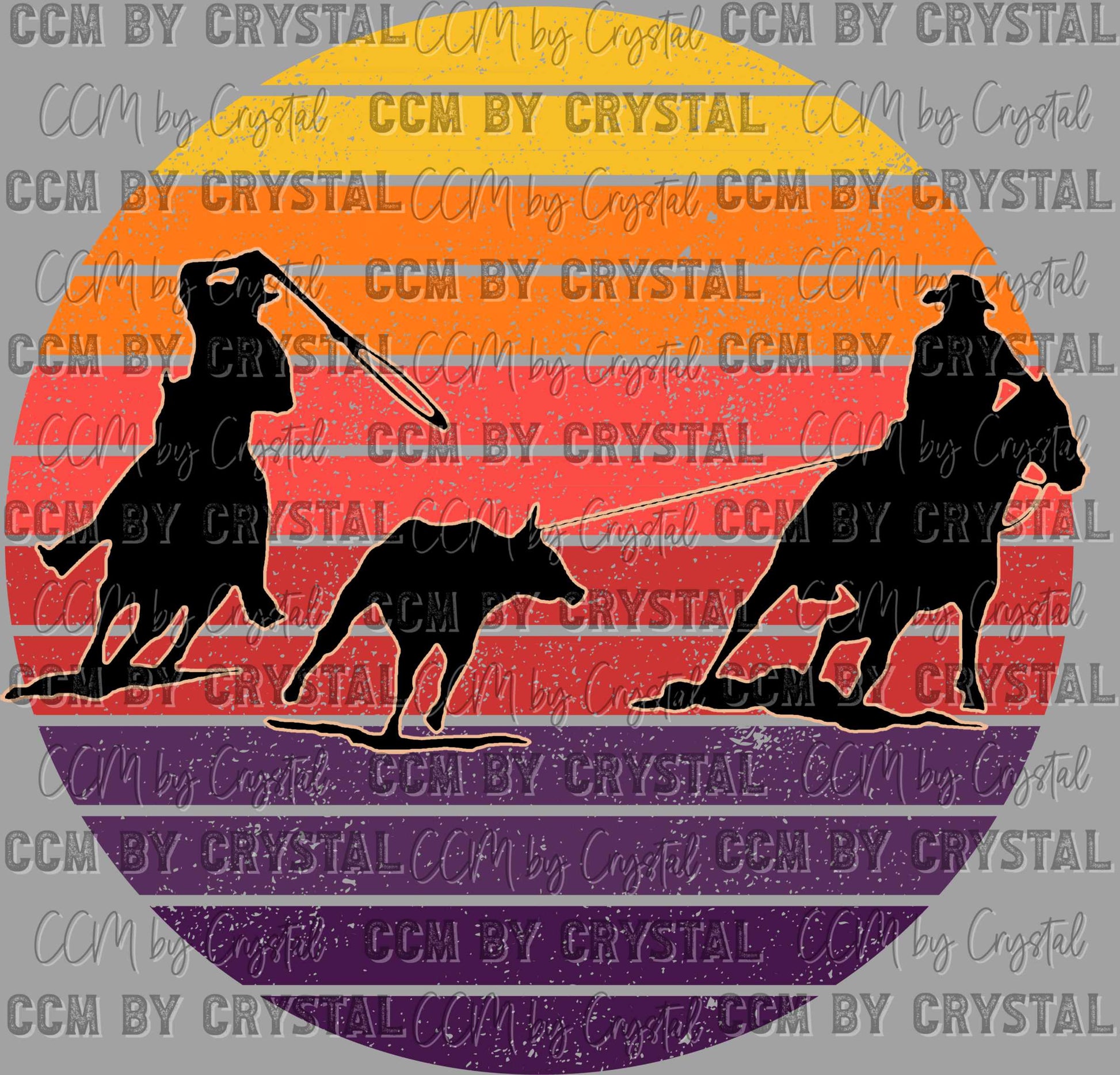 Sunset Team Roping Ready to Press Transfer DTF Transfer Sublimation Tr ...