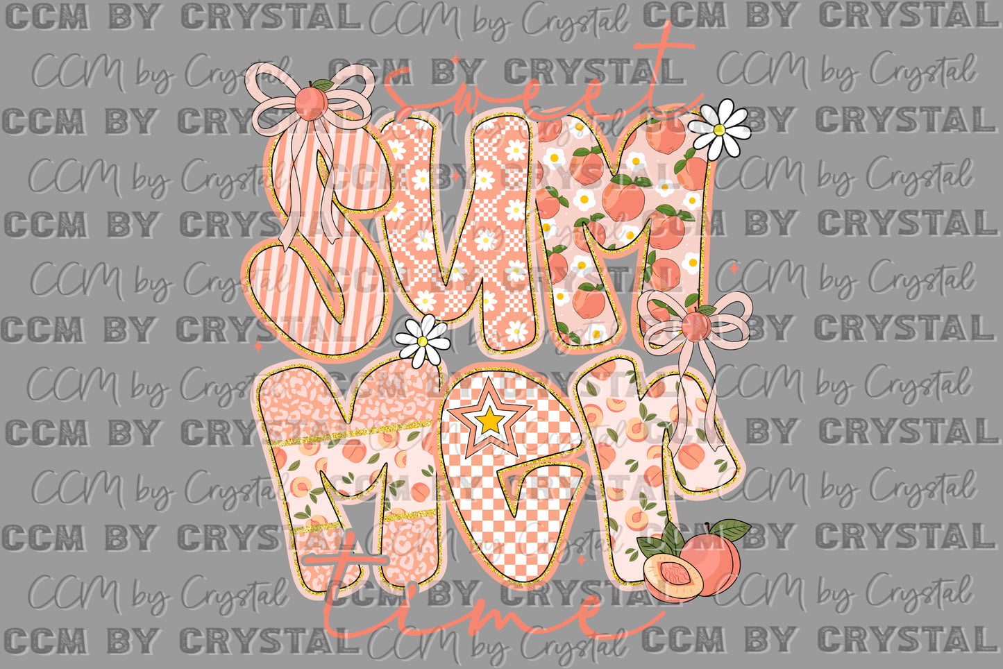 Sweet Summertime Peaches Ready to Press Transfer DTF Transfer Sublimation Transfer