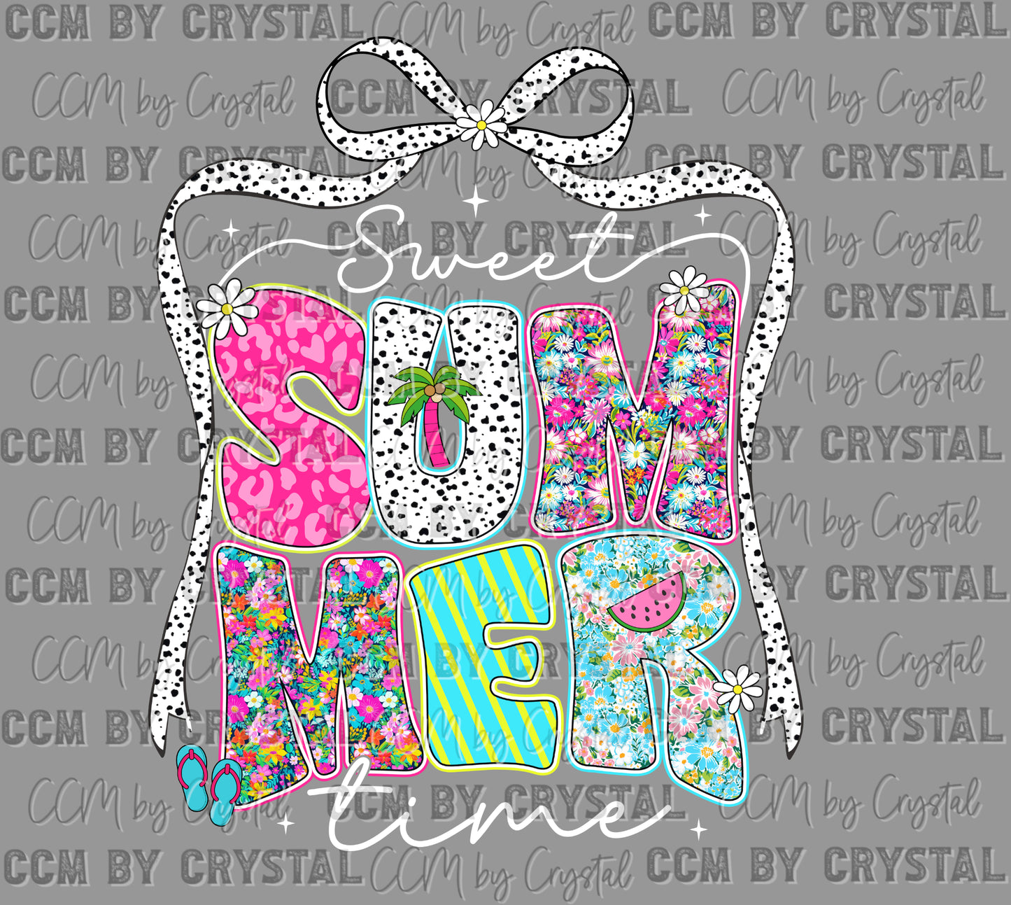 Sweet Summer Time Bow Ready to Press Transfer DTF Transfer