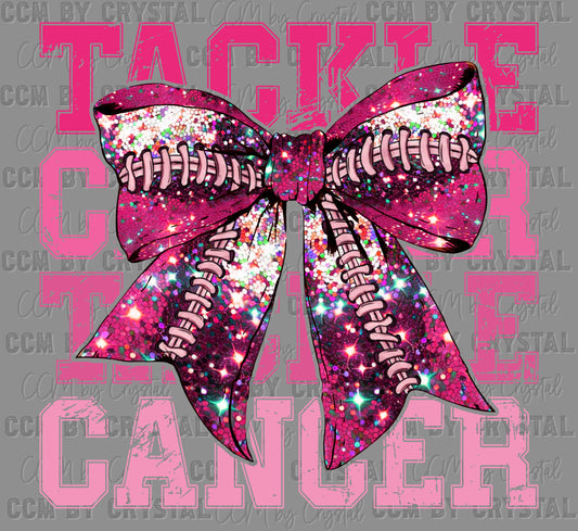 Tackle Cancer Pink Out Breast Cancer Awareness Bow Ready to Press Transfer DTF Transfer Sublimation Transfer