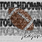 Touchdown Season Black and Silver Football Faux Sequins Faux Embroidery Ready to Press Transfer