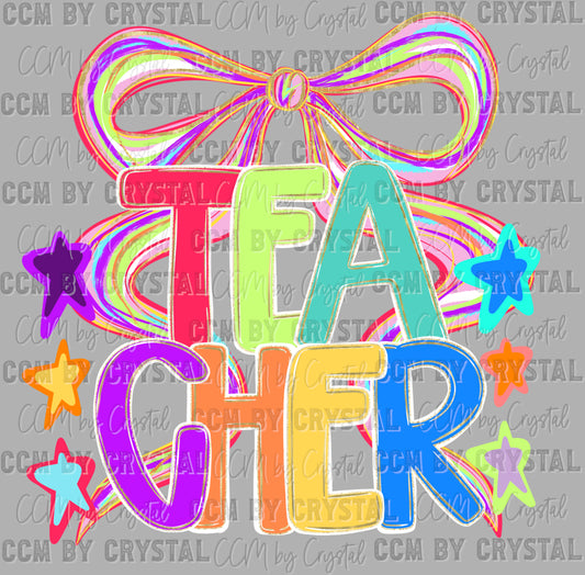 Teacher Back to School Colorful Ready to Press Transfer DTF Transfer Sublimation Transfer