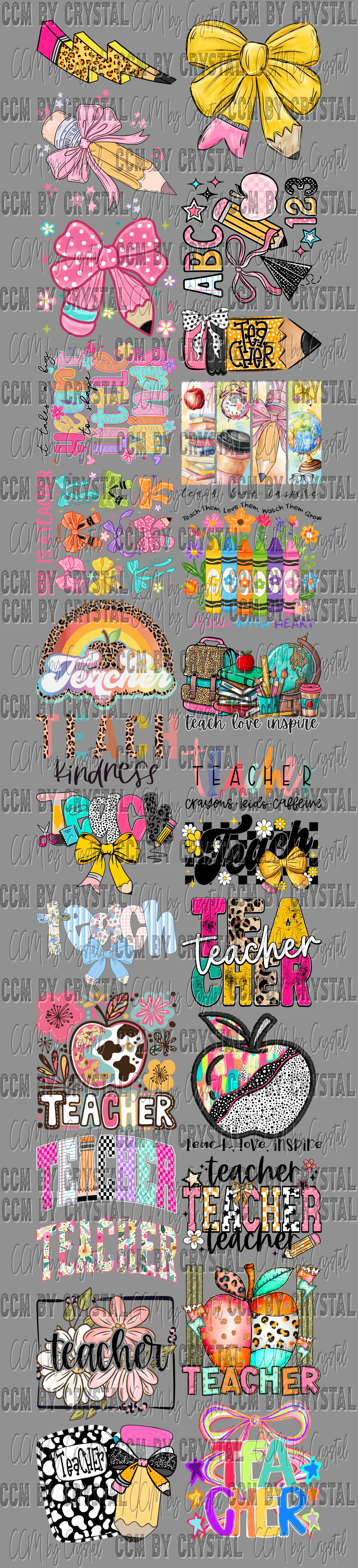 120" Pre-Made Teacher Gang Sheet All Designs 11" Longest Gang Sheets DTF Transfers Ready to Press (Copy)
