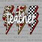 Teacher Leopard Lightning Bolts Ready to Press DTF Transfers Sublimation Transfers