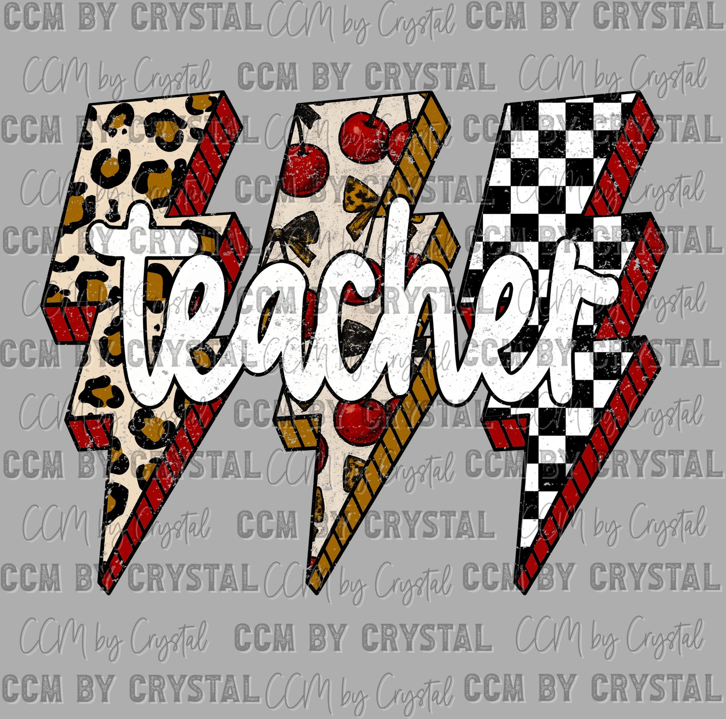 Teacher Leopard Lightning Bolts Ready to Press DTF Transfers Sublimation Transfers