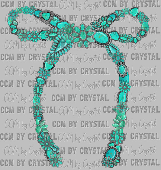 Teal Turquoise Bow Western Ready to Press Transfer DTF Transfer Sublimation Transfer